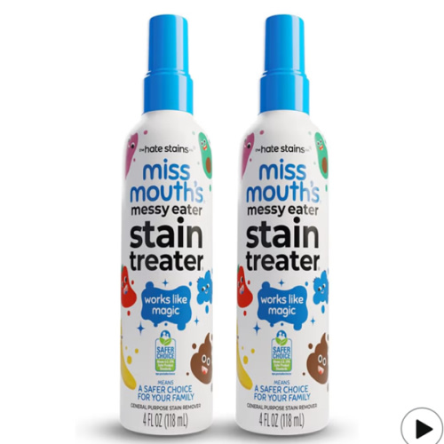 Miss Mouth's Messy Eater Stain Treater Spray - 4oz 2 Pack Stain Remover - Newborn & Baby Essentials - No Dry Cleaning Food, Grease, Coffee Off Laundry, Underwear, Fabric