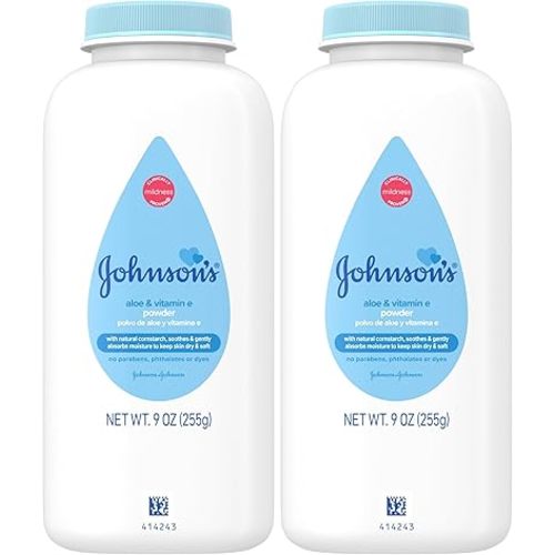 Johnson's Baby Powder for Delicate Skin, Hypoallergenic and Free of Parabens, Phthalates, and Dyes for Baby Skin Care, 1.5 oz (Pack of 2)