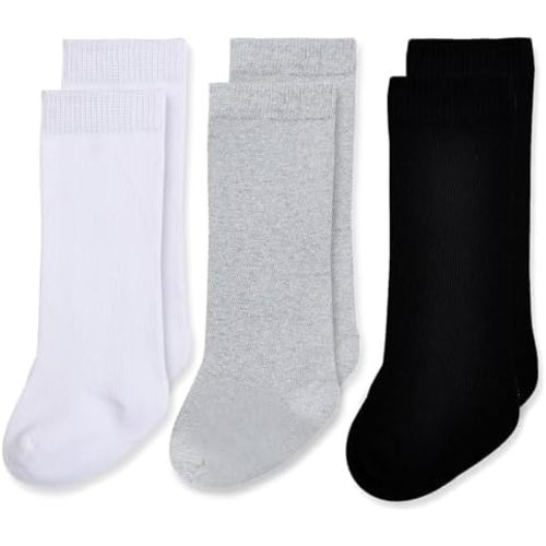 EPEIUS Baby Knee High Socks Seamless Baby Socks Solid Cotton Stockings for Boys/Girls 0-3/3-6/6-12/12-24 Months 3 Pack