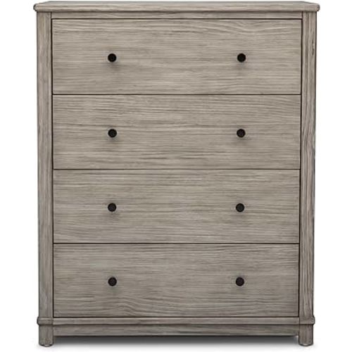 Simmons Kids Monterey 4 Drawer Chest with Interlocking Drawers, Rustic White