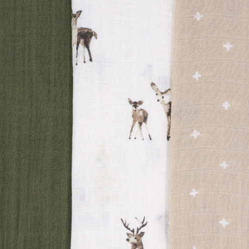Little Unicorn Cotton Muslin Swaddle 3 Pack - Oh Deer 2