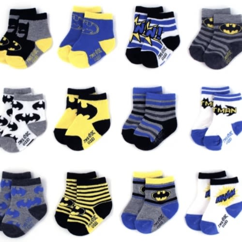 DC Comics Batman Baby Socks for Boys 0-6 months, 6-12 Months, and 12-24 Months, 12 Pack