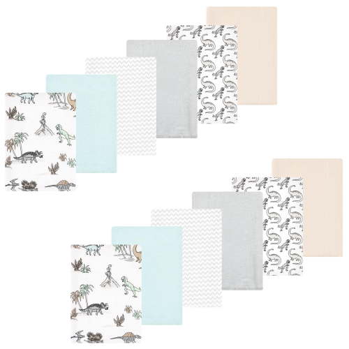 Luvable Friends Hudson Baby Flannel Burp Cloths 12pk, Gray Dinosaur Journey