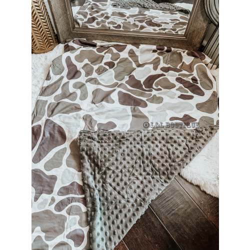 Old School Camo Minky Blanket