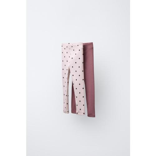 TWO-PACK OF PRINTED AND PLAIN LEGGINGS - Dark burgundy | ZARA United States