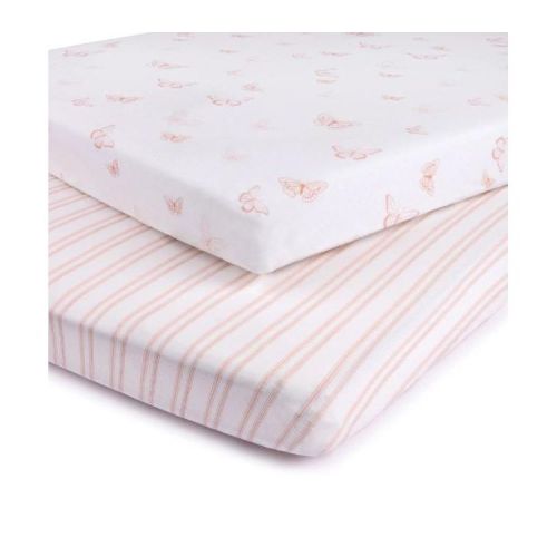 Ely's & Co. Baby Fitted Pack n Play - Mini Crib Sheet 100% Combed Jersey Cotton Pink for Baby Girl 2 Pack