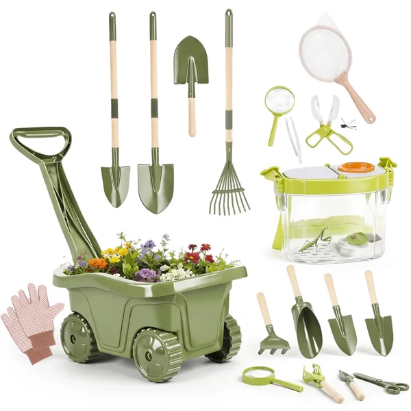 Kids Gardening & Bug Catcher Kit Wooden Planting Toys