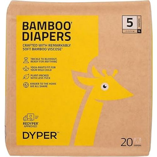 DYPER Baby Diapers Size 5 | Honest Ingredients | Cloth Alternative | Day & Overnight | Made with Plant-Based* Materials | Hypoallergenic