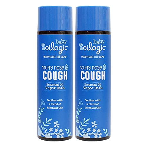 Oilogic Stuffy Nose and Cough Essential Oil Vapor Bath Relief for Babies and Toddlers - Naturally Soothes with a Blend of Essential Oils - 266ml (9 fl oz, 2-Pack)