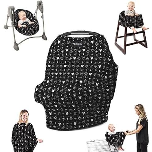Milk Snob Original Disney 5-in-1 Cover - Nursing Cover for Breastfeeding - Baby Car Seat Cover, Carseat Canopy & Stroller - Essential All-in-One Cover - Gift for Mom, Baby (Modern Mickey Mouse)