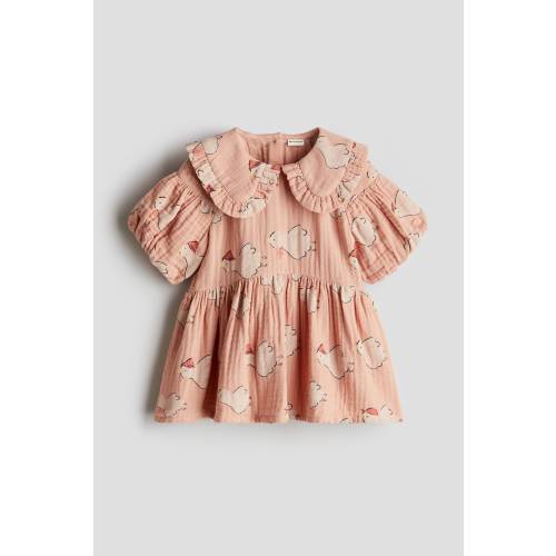 PUFF-SLEEVED COTTON DRESS