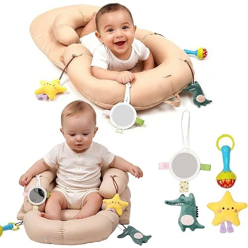 2-in-1 Tummy Time Baby Mat & Seated Support cushion,Tummy Time Cushion