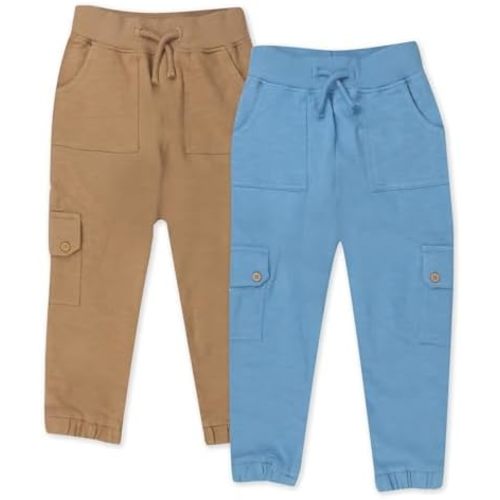 HonestBaby Kid's 2-Pack Easy Fit Cargo Sweat Pant 100% Organic Cotton Baby, Toddler, Boys, Girls, Unisex