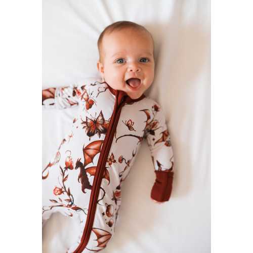 dragon Baby Bamboo Zipper Romper Pajamas–Unisex Toddler Sleepwear–Gender Neutral Baby Outfit–Newborn shower Gift–girl Day Nightwear nursery