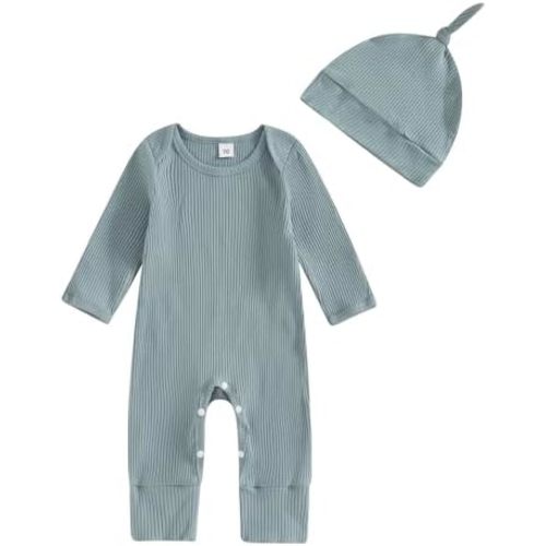 CIYCUIT Newborn Baby Boy Girl Romper Clothes Infant Solid Ribbed Onesie Bodysuit Jumpsuit Outfits