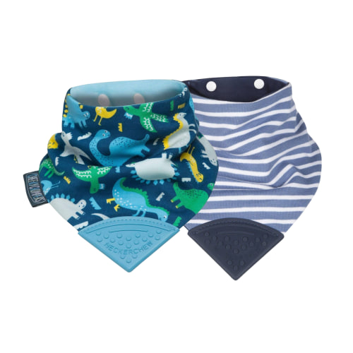 Dino & Stripes Neckerchew - Teething Dribble Bib 2 Pack