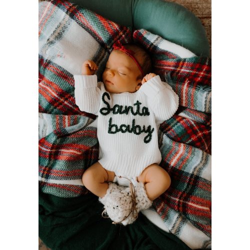 Santa Baby Sweater // Hand Embroidered Sweater // Christmas Chunky Knit Holiday Sweater