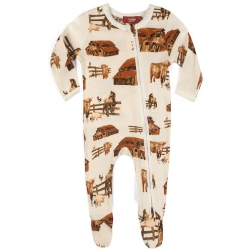 Homestead Organic Cotton Zipper Footed Romper | MILKBARN | Organic Babywear