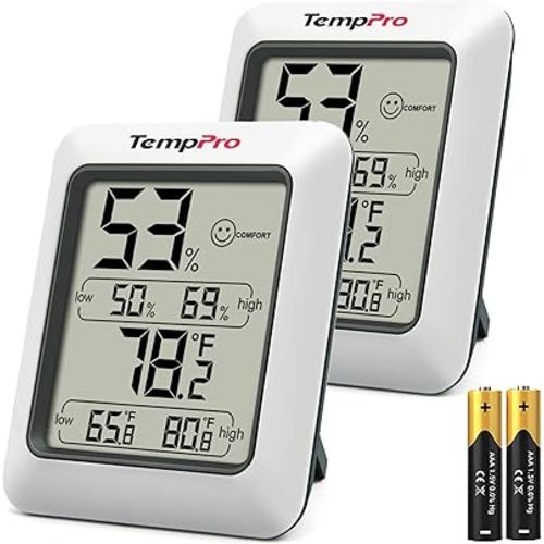 TempPro TP50 2 Pieces Digital Hygrometer Indoor Thermometer Room Thermometer and Humidity Gauge with Temperature Humidity Monitor(Previously ThermoPro)