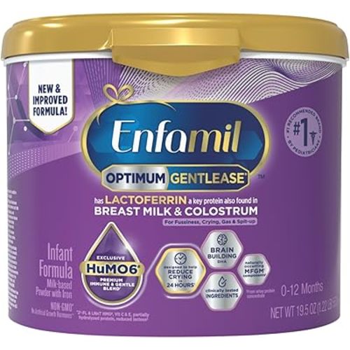 Enfamil Optimum Gentlease Baby Formula, Our Closest Formula to Breast Milk For Fussiness, Crying, Gas & Spit-up, Immune-Supporting Lactoferrin also found in Breast Milk, 19.5 Oz