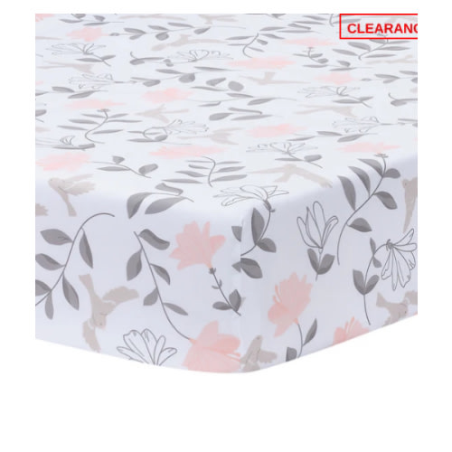 Petals White/Pink/Gray Floral 100% Cotton Fitted Crib/Toddler Sheet – Lambs & Ivy