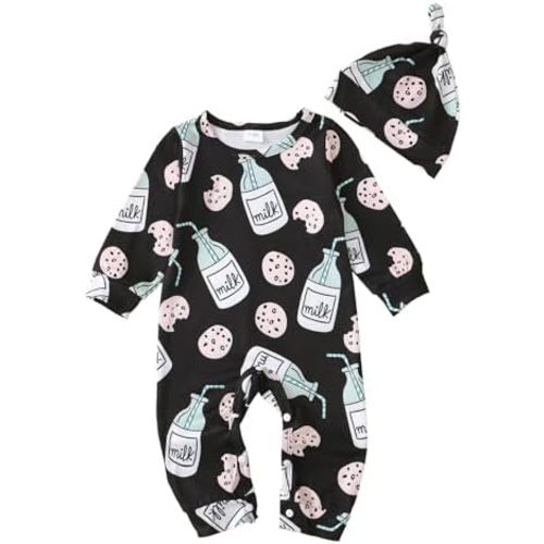 Newborn Baby Boy Clothes Fall Winter Cute Infant Outfits Long Sleeve Newborn Baby Romper Hat Bodysuit Jumpsuits