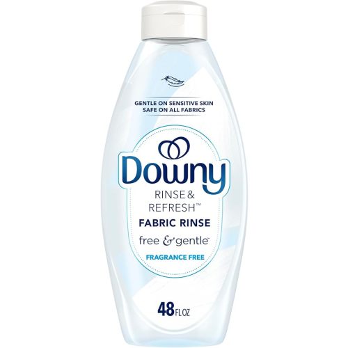 Downy Rinse & Refresh Free & Gentle Laundry Odor Remover and Fabric Softener, Fragrance Free, 48 fl oz, No Dyes or Heavy Perfumes