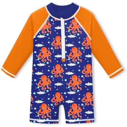 BesserBay Baby UV Protection Zip Front Sun Protective Long Sleeve One Piece Swimsuit 0-36 Months