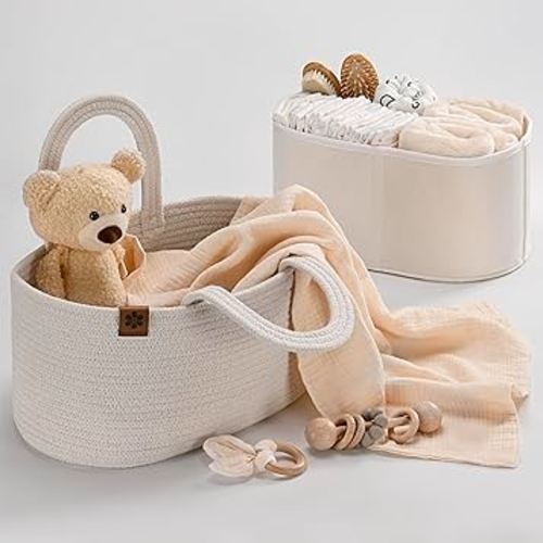 PeraBella Baby Diaper Caddy Organizer, Diaper Organizer for Changing Table Organizer, Baby Organizer for Nursery, Baby Car Diaper Caddy Basket