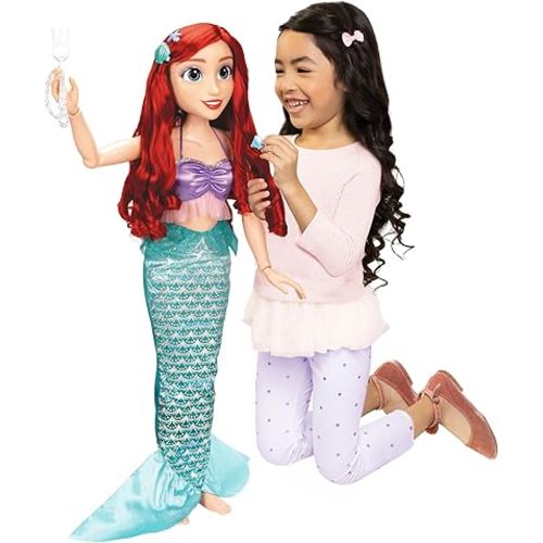 Disney Princess Ariel Doll Playdate 32” Tall & Poseable, My Size Articulated Doll in Mermaid Outfit, Comes with Dinglehopper to Comb Her Long Red Hair, and Seashell Hair Pins