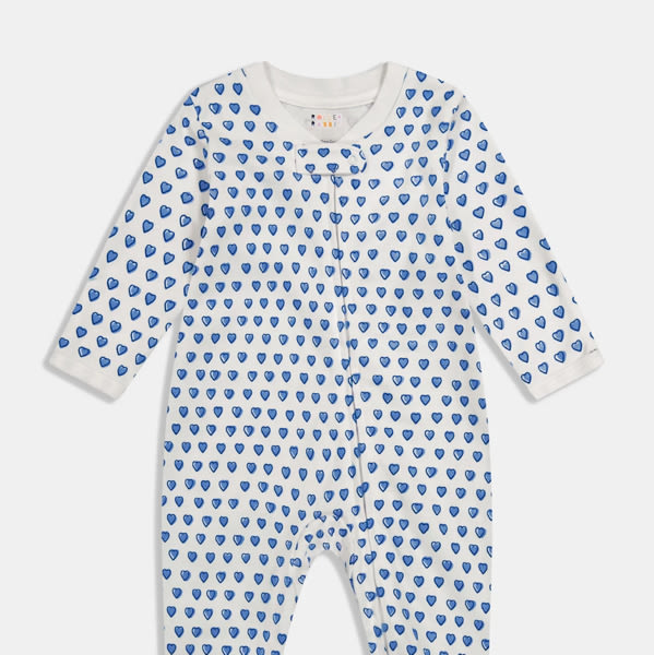 Infant Hearts Zipper Footie