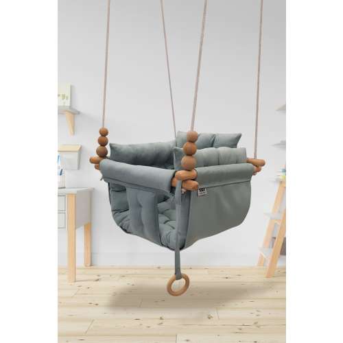 Baby Swing, Cotton Mint Canvas Swing, Toys, Indoor Swing, Garden Swing, Gift For Baby, Puffy Swing, Kids Swing, Mint Swing, Baby Shower Gift