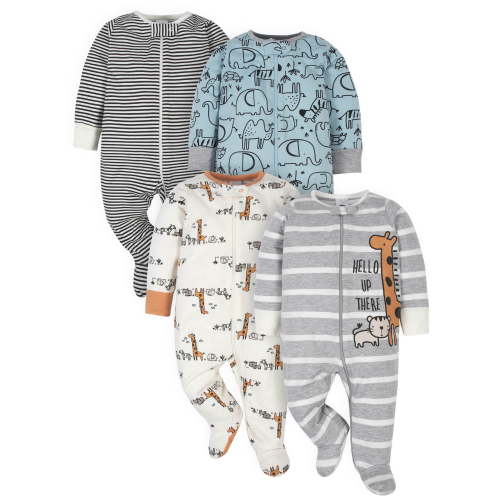 Gerber Baby Boy Sleep 'N Play Footed Pajamas, 4-Pack