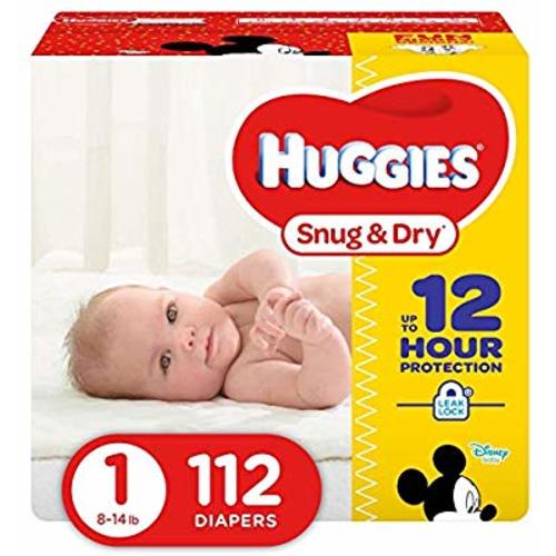 HUGGIES Snug & Dry Diapers, Size 1, 112 Count, BIG PACK (Packaging May Vary)