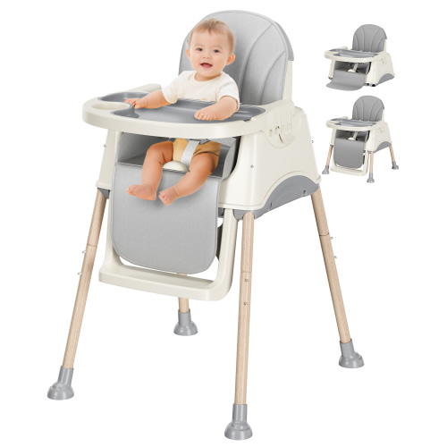 3 in 1 High Chairs for Babies and Toddlers, Convertible High Chair, Versatile, Easy Clean and Space Saver High Chair, Baby High Chair with Foot Rest and Adjustable Tray for Travel Gray
