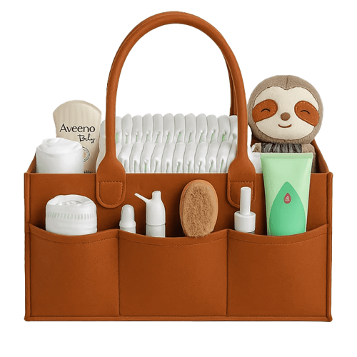 AWLYLNLL Baby Diaper Caddy Organizer Nursery Basket Set Baby Basket Gift Registry Baby Shower List Baby Must Haves Essentials Neutral Baby Stuff For Newborn - Brown