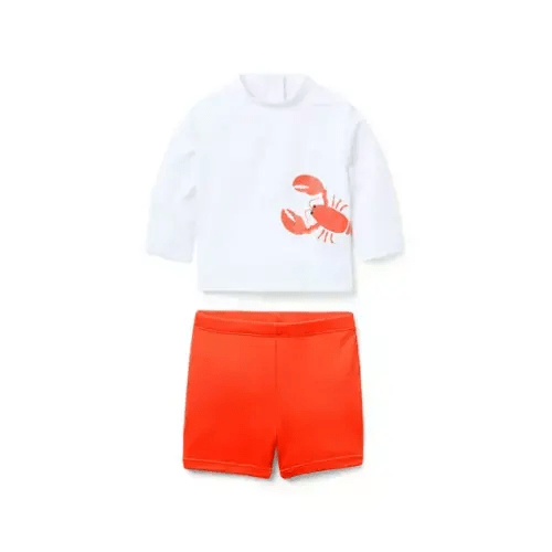 Baby Vibrant Poppy Baby Recycled Lobster Rash Guard 2-Piece Swimsuit by Janie and Jack