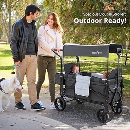 Amazon.com: MOMFANN Double-Seater Baby Wagon with Canopy, Push Pull Stroller with Adjustable Handle, Wagon Stroller for 2 Kids & Outdoor Adventures (Grey) : Toys & Games