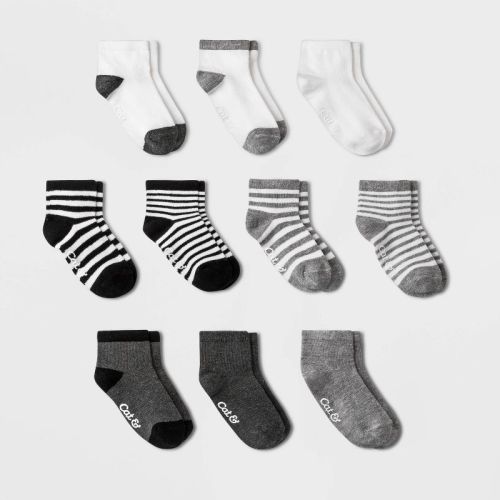 Toddler Boys' 10pk Ankle Socks - Cat & Jack™ Black/gray 4t-5t