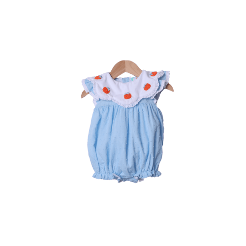 French Knot Blue Scalloped Swiss Dot Pumpkin Bubble