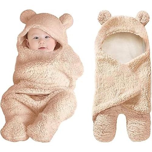 XMWEALTHY Cute Newborn Baby Boys Girls Blankets Plush Swaddle Blankets Brown