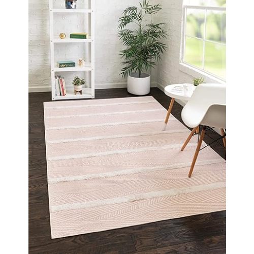 Rugs.com Sabrina Soto Casa Collection Rug – 4' x 6' Pink High Rug Perfect for Entryways, Kitchens, Breakfast Nooks, Accent Pieces
