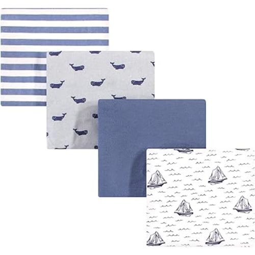Hudson Baby Unisex Baby Cotton Flannel Receiving Blankets, Sailboat, One Size