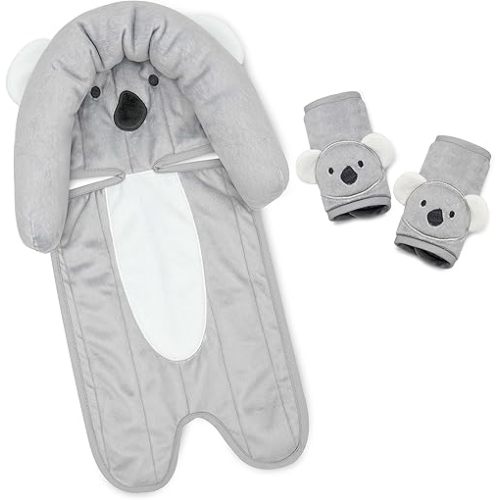 Travel Bug Baby & Toddler 3-Piece Head Support & Strap Covers Set for Car Seats, Strollers & Bouncers … (Koala)