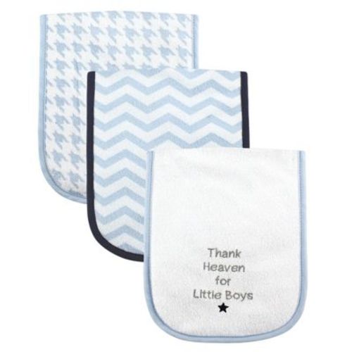 Luvable Friends Baby Boy Cotton Burp Cloths With Fiber Filling 3pk, Boy Thank Heaven, One Size