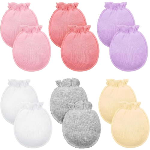 6 Pairs Newborn Baby Mittens No Scratch Infant Gloves Mitten for Baby 0-6 Months