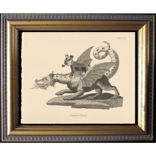 Mini Schnauzer Riding Dragon Vintage Collage dog art gifts dog christmas gifts for boyfriend dungeons and dragons dog loss gifts for dog mom