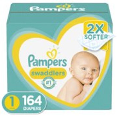 Pampers Swaddlers Soft and Absorbent Newborn Diapers, Size 1, 164 Ct