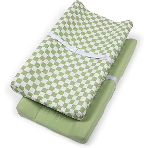 Bolton Baby Co. Muslin Changing Pad Cover (2-Pack): Ultra Soft Changing Table Sheets for Baby Boys & Girls, Perfect Fit for Standard Diaper Changing Table Pad (Sage)