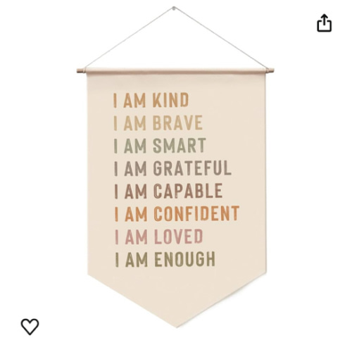 Affirmations Wall Hanging Art for Kids, Classroom Wall Art, I am Enough, Kid's Bedroom, Rainbow Affirmations Wall Banner, I am Kind Smart Loved, Inspirational Nursery Decor